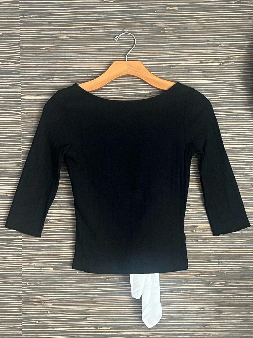 Free People “Say Don’t Go” Tee Black with White Bow Detail XS